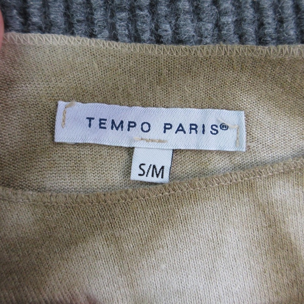 Tempo Paris Sweater Pullover Womens S/M Beige Boat Neck Tight-Knit Relaxed - Picture 8 of 12